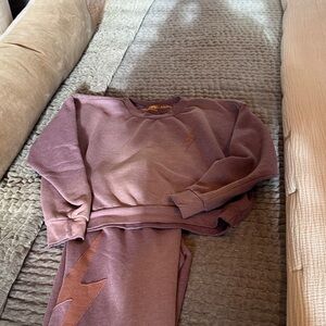 Aviator Nation mauve Lightning Bolt Sweatshirt and Pants Set